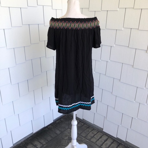 MIKEN SWIM Women's Navy Blue Off Shoulder Smocked Neckline Swim Cover-up sz S - Picture 5 of 5